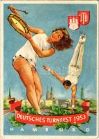 1953 Hamburg, Deutsches Turnfest / Gymnastics Festival, sport event + So. Stpl (EK)