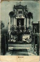 1927 Baja, Evangélikus templom oltára a szerb megszállás alól való felszabadulás alkalmából tartott örömünnepen, pap (EB)
