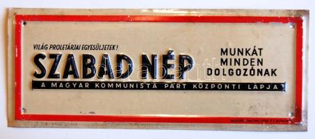 cca 1950 Szabad Nép fémtábla 25x10cm