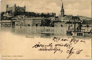 1899 Pozsony, Pressburg, Bratislava; vár, hajó / castle, ship (EK)