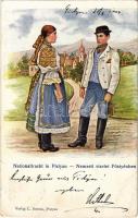 1904 Pöstyén, Piestany; nemzeti viselet. L. Bernas / Nationaltracht / folklore (EK)