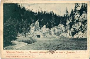 1902 Sztracenai-völgy, Stracenovska dolina, Stratena; Sztraczenai sziklakapu / Straczeneer Felsenthor. Verlag der Dobschauer Eishöhlen-Direction / rock gate (EK)