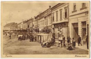 1939 Tapolca, Fő utca, piac, automobil, üzletek (ázott / wet damage)