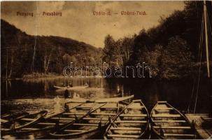 1911 Pozsony, Pressburg, Bratislava; Vödric tó, csónakok / Wödritz Teich / Vydrica lake, boats (Rb)