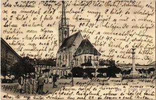 1904 Dés, Dej; Fő tér, templom. Gálócsi Samu kiadása / main square, church (EK)