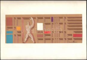 Gyarmathy jelzéssel: Kommunista relikvia. Kollázs, papír, vékony kartonra kasírozva, 14,5x38 cm