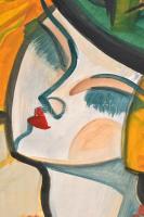 Scheiber jelzéssel: Kalapos hölgy. Akvarell, tempera, papír, kis szakadással, 61x43,5 cm