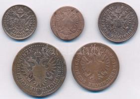 Vegyes: Magyarország 1851B 3kr Cu + Ausztria 1851A 1/2kr Cu + 1kr Cu + 1859A 1kr + 1861A 4kr Cu T:2-...