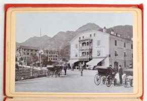 cca 1900 Ampezzothal, leporelló 12 db keményhátú fotóval. Aranyozott, festett egészvászon-kötésben, ...