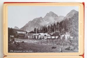 cca 1900 Ampezzothal, leporelló 12 db keményhátú fotóval. Aranyozott, festett egészvászon-kötésben, ...