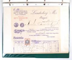 cca 1840-1940 Szegedi számlák és okmányok gyűjteménye. 53 db, mind különböző fejléces számla, régi o...