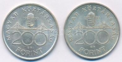 1993. 200 Ft Ag "MNB" (2x) T:2 patina
Adamo F13