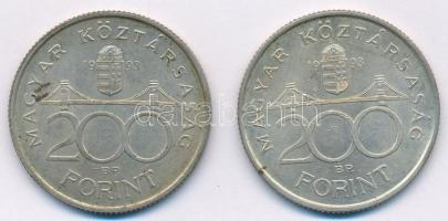 1993. 200 Ft Ag "MNB" (2x) T:2 patina
Adamo F13