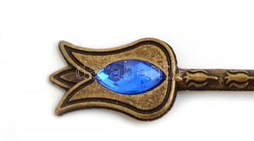 Tulipánmintás fém kiskanál, jó állapotban, h: 11 cm