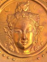 Mongólia réz fali dísztányér, d: 20 cm