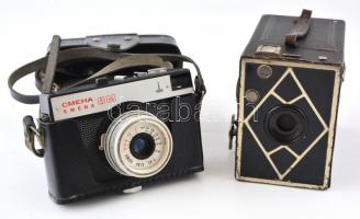 2 db fényképezőgép - Smena 8M bőr tokkal + box fényképezőgép