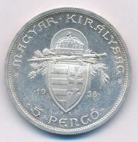 1938. 5P Ag "Szent István" T:1- kis patina Adamo P8.1