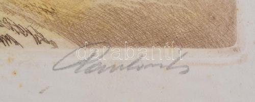 Paulovits Pál (1892-1975): A Baglyason. Színezett rézkarc, karton, jelzett, 29×39 cm