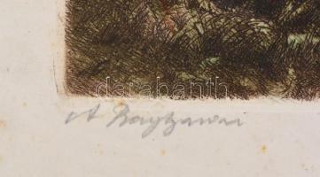 Paulovits Pál (1892-1975): A Baglyason. Színezett rézkarc, karton, jelzett, 29×39 cm