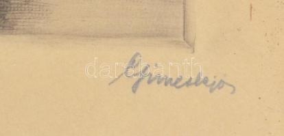 Gimes Lajos (1886-1945): Hallstatti részlet (Felső-Ausztria/Salzkammergut), rézkarc, papír, üvegezet...