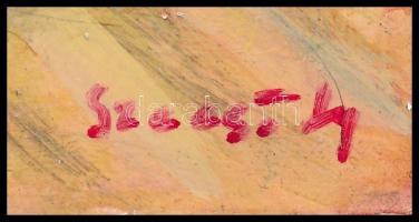 Szecsödy jelzéssel: Utca sétáló hölgyekkel. Vegyes technika, karton, 14,5x18,5 cm