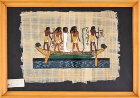 Modern egyiptomi szuvenír papiruszkép, kézzel festett, 24×33 cm