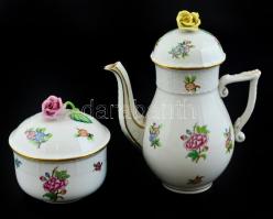 Herendi Eton mintás porcelán mokkás készlet. Kézzel festett, jelzett, apró kopásokkal. 5 db csésze é...