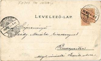 1899 Székesfehérvár, Nádor utca, Elite kávéház. Kaufman F. kiadása, Art Nouveau, floral litho (gyűrő...