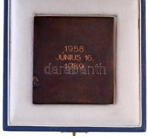 1989. "Nagy Imre / 1958. június 16. 1989" egyoldalas Br. plakett tokban (66x70mm) T:2