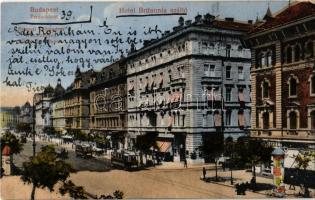 1918 Budapest VI. Hotel Britannia szálloda, gyógyszertár, Teréz körút, villamosok