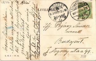 1907 Szombathely, Széll Kálmán utca és kávéház, villamos, lovaskocsi tejes palackokkal