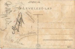 Nyíregyháza, tér, Lieber és László üzlete, férfi ruha áruház, villamosok, Bartha Lajos utóda kalap é...