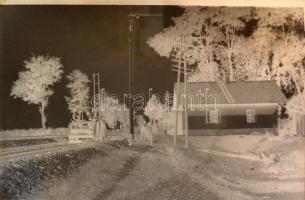 cca 1930 Gárdony, távíró vonalak vihar utáni javítása és kézi hajtású sínautó a gárdonyi vasútvonalo...