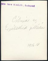1936 Kinszki Imre (1901-1945) budapesti fotóművész hagyatékából, pecséttel jelzett, a szerző által f...