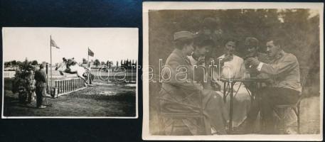 1945 előtti vegyes katonai fotótétel, 6 db vintage fotó + 2 db vintage negatív, a negatívok és papírképek között összefüggés, 6x6 cm és 12x16,5 cm között