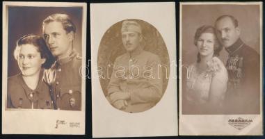 1945 előtti vegyes katonai fotótétel, 6 db vintage fotó + 2 db vintage negatív, a negatívok és papír...