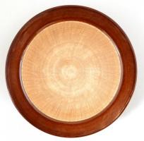 Jelzés nélkül: Mázas kerámia fa mintás, mázatlan dekorral. d:26 cm