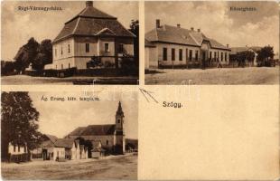 1937 Szügy, Régi vármegyeháza, községháza, Ágostai evangélikus hitvallású templom + BALASSAGYARMAT-ASZÓD 69. mozgóposta