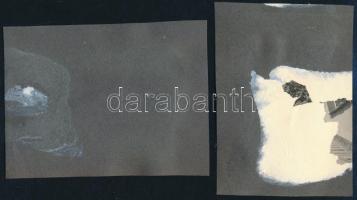 cca 1940 Erzsébet királyné mellszobra és egy rőzsét gyűjtő nő vintage fotója, egy albumból kiemelve,...