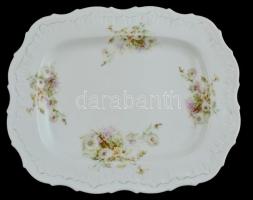 XIX. sz. vége: Jelzés nélkül: Leveses tál és húsos tál. Részben kézzel festett, jelzett, kopásokkal ...