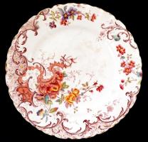 Francia Sarreguemines fajansz tányér. Kézzel festett, jelzett, kopásokkal. d: 20 cm
