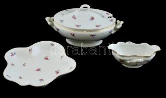 H&C Chodau tálaló szett. 3 db, gépi festés, jelzett, kopott