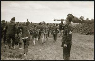cca 1948 Úttörők Alsónémediben sódert (az építőipar alapanyagát) rakodnak, Kotnyek Antal (1921-1990)...