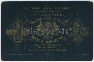 cca 1885 Budapest, Ellinger Ede és Testvére kir. udvari fényképészek műtermében készült, keményhátú,...