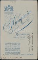 1906 Budapest, elszánt halász a fényképész műteremben, feliratozott, keményhátú, vintage fotó, 16,5x...