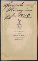 1850 Hamburg, Julius Hahn fényképész műtermében készült, vizitkártya méretű, feliratozott vintage fo...