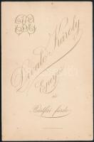 cca 1890 Eperjes, Divald Károly (1830-1897) fényképész műtermében készült, keményhátú, vintage fotó,...