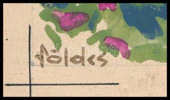 Földes Imre (1881-1948): Könyvborító terv E. Werner Fineta c. művéhez. Akvarell, papír, jelzett, sza...