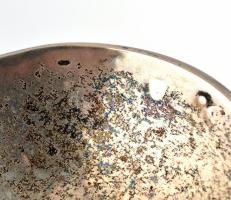 Ezüst. lábas (Ag) kínáló tál. Jelzett, hibátlan. 27x27 cm, 500 g