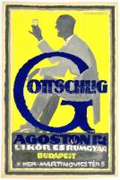 Gönczi-Gebhardt Tibor (1902-1994): Gottschlagi Ágoston Rt. likőr és rumgyár Bp., plakátterv, vegyes technika, papír, jelzett, 1930 körül, 25,5×17,5 cm
